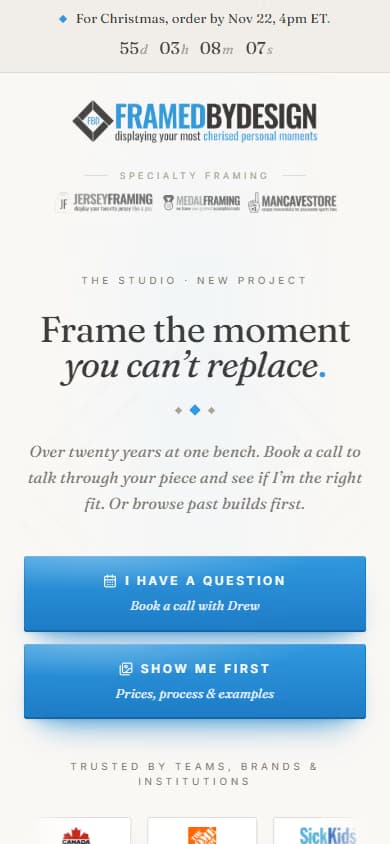 Homepage on a phone