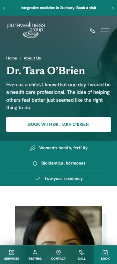New practitioner bio on a phone