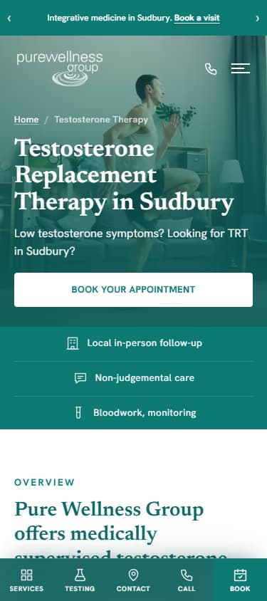 New hormone therapy landing page on a phone