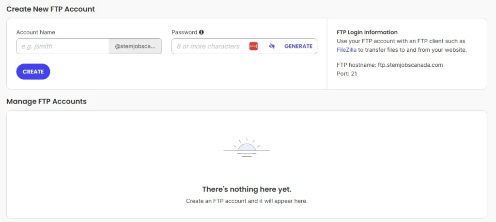 create ftp account