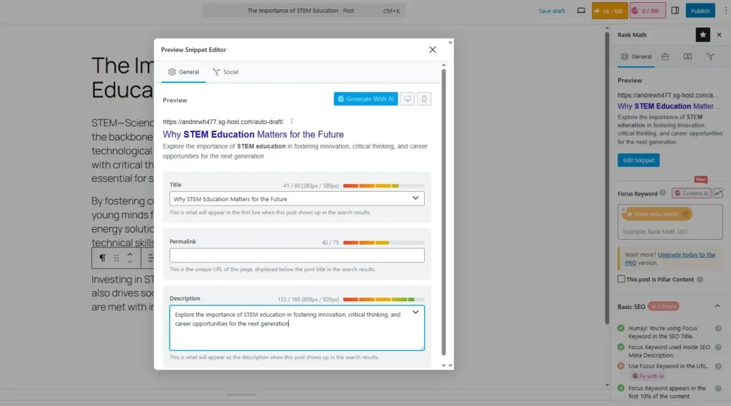rank math to improve seo