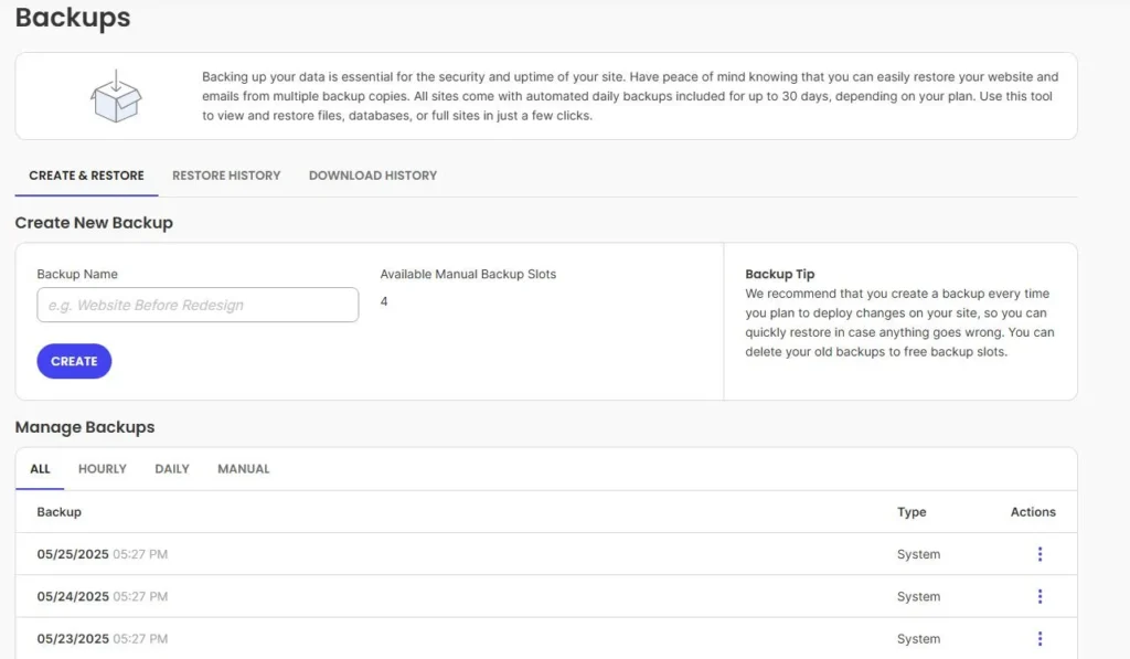 siteground backups