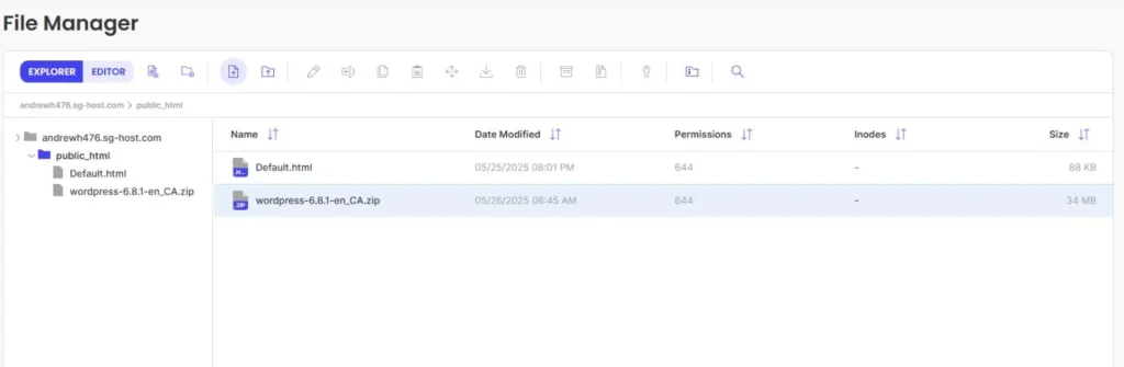 upload wordpress