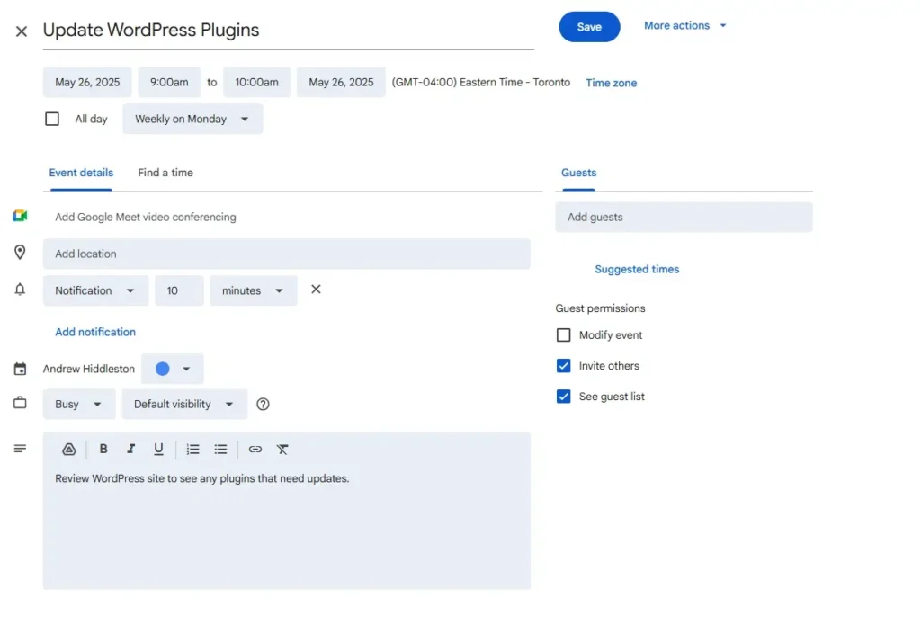 weekly time to update plugins