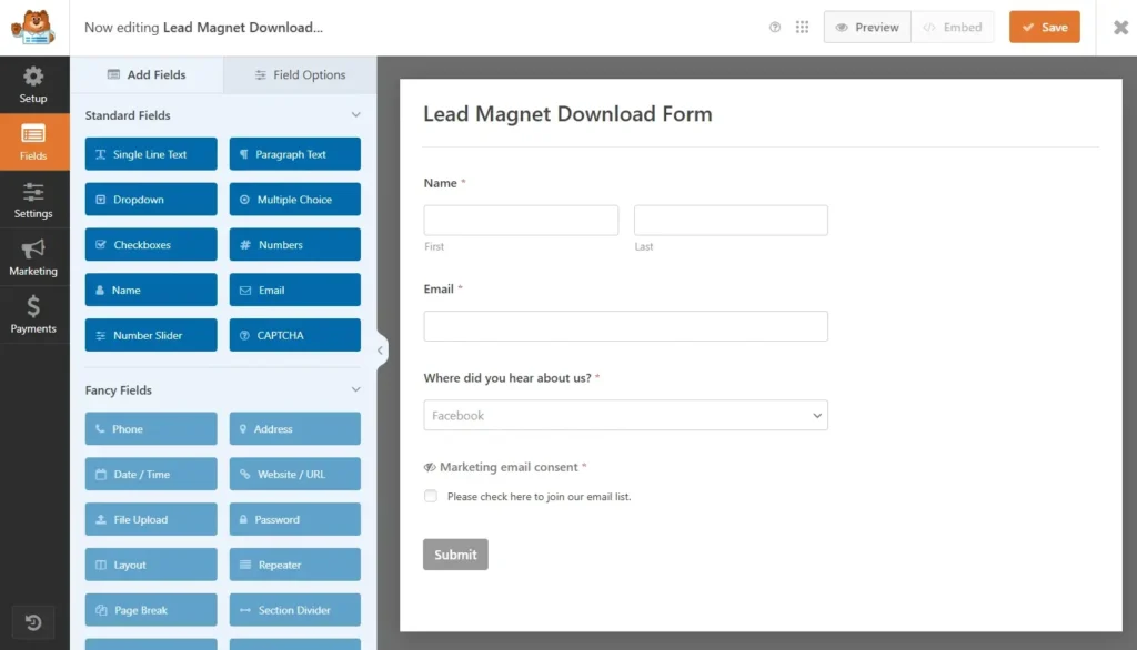 wpforms plugin dashboard
