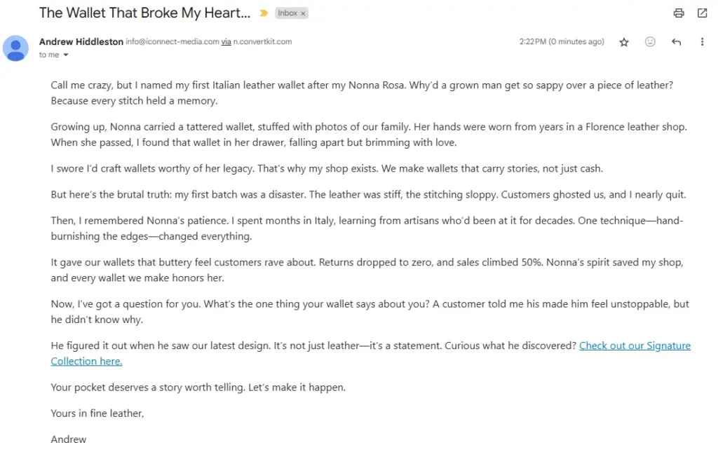 simple email copy